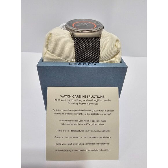 Skagen Men's Melbye Three-Hand Day Date Charcoal Gray Titanium Mesh Band Watch - Picture 5 of 5